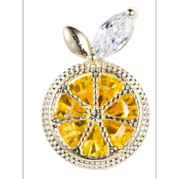 Eye Candy LA Luxe Earrings Crystal LEMON ZEST Fruit 18k Gold Plate CZ Stone Stud - Picture 2 of 7